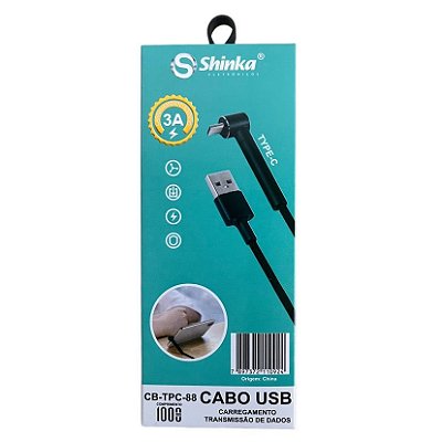 Cabo Usb C Android L 90 Graus Reforçado 1 Metro Shinka
