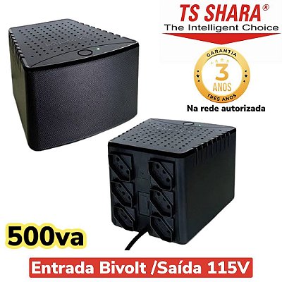Estabilizador 500va Power Est Bivolt Ts Shara 9003 6 Tomadas