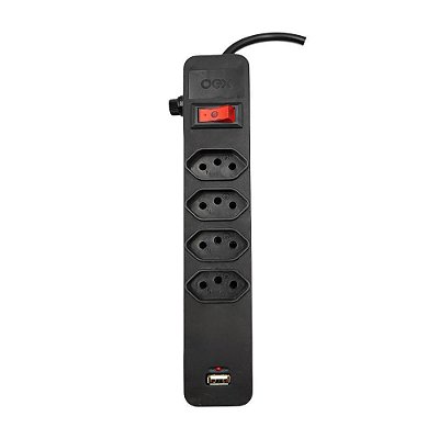 Filtro De Linha 4 Tomadas + Usb Preto Oex Tm101