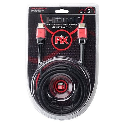 Cabo Hdmi 2.0 Premium 2m 2.0 4k ultrahd 19p Filtro Pix 018-0220