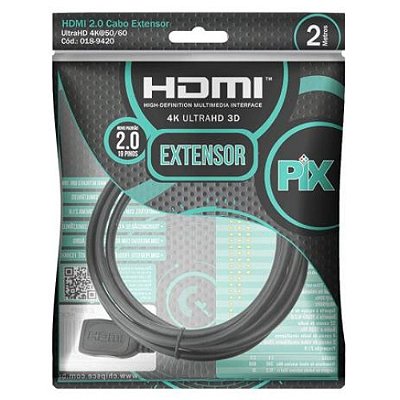 Cabo Hdmi Macho X Hdmi Fêmea Extensor 4k Hdr 018-9420 2m