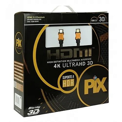 Cabo Hdmi 30 Mts C/filtro 2.0 3d 4k 19 Pinos Pix 018-3020