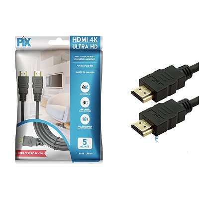 Cabo Hdmi 5 Metros 2.0 3d 4k 19 Pinos Chip Sce Pix 018-2225