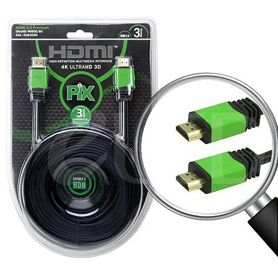 Cabo Hdmi 2.0 4k Ultra Hd 3d 19 Pinos 3 Metros Pix 018-0320