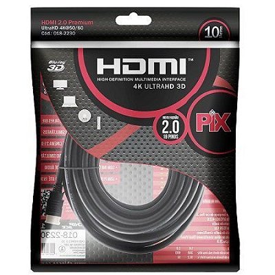 Cabo Hdmi 10 Metros Pix 2.0 19 Pinos 4k 018-2230