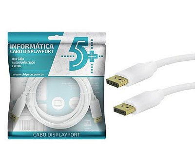 CABO DISPLAYPORT + DISPLAYPORT 1.2 - BRANCO - 2M - C/ TRAVA