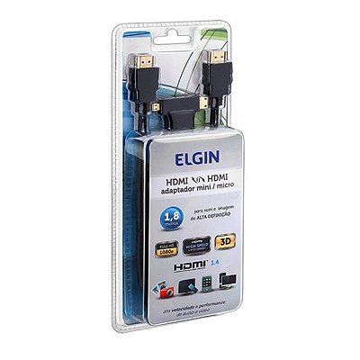 CABO HDMI x HDMI 1.4V 1,8m C/ ADAPTADOR MINI/MICRO