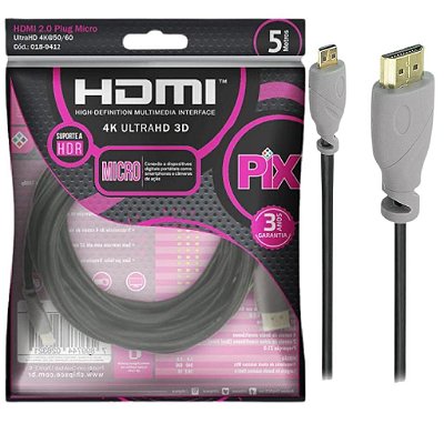 CABO MICRO HDMI - MICRO HDMI X HDMI 2.0 4K HDR 19P 5M