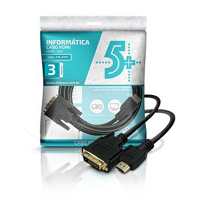 Cabo Dvi 24+1 X Hdmi Macho 3 Metros 018-8703 Chipsce 5+