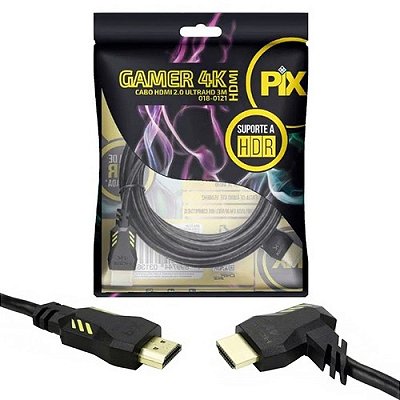 CABO HDMI GAMER - 2.0 4K HDR 19P 3M - PLUG 90 GRAUS