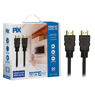 Cabo Hdmi 20Mts Versao 20 4K Ultra Hd 19 Pinos Pix 018-2020