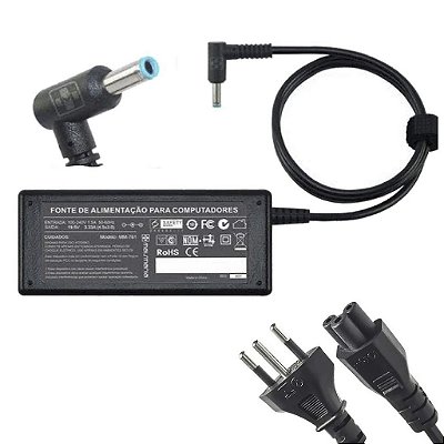 Fonte Para Notebook Hp Envy 65W 19V 3,42A Pino Azul 4,5*3,0mm