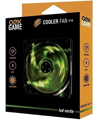 Cooler Fan Oex F-10 Verde 4 Leds - 120mm