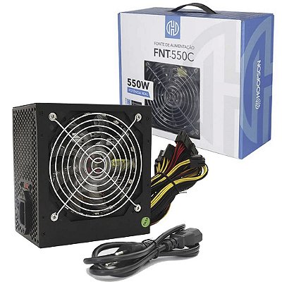 Fonte Atx 550w Bivolt Cooler Silencioso Rgb Proteção Surto Hoopson