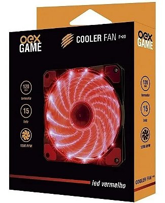 Cooler Fan Para Gabinete F20 15 Leds Vermelho Oex 1200rpm