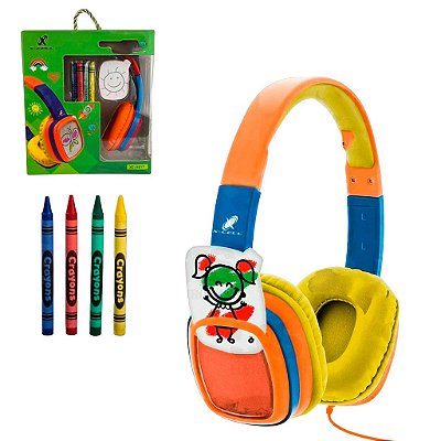 Fone De Ouvido Kids Com Giz de Cera Colorir XC-HS17