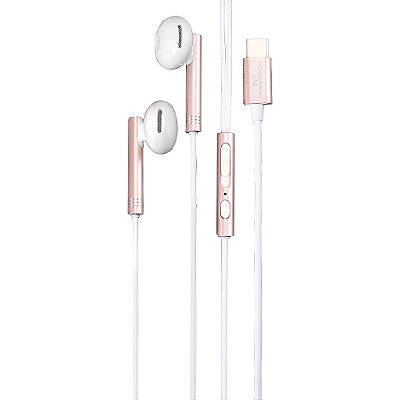 Fone de Ouvido C/ Fio Branco e Rose Epc-052b Type-c Maketech