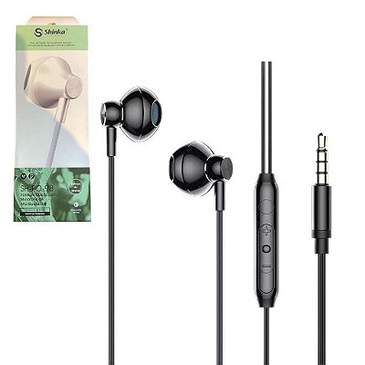 FONE DE OUVIDO ESTILO IPHONE P2 COM MIC SH-FO-98 SHINKA PRETO