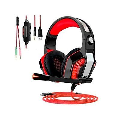 Fone De Ouvido Headset Gamer Knup Kp-491 Sound Effect Vermelho