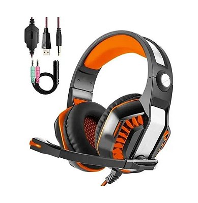 Fone De Ouvido Headset Gamer Knup Kp-491 Sound Effect Laranja