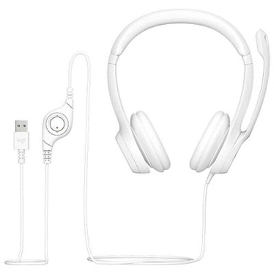 Headset Com Fio USB Logitech H390 - Branco