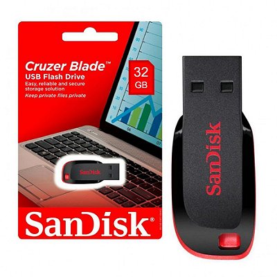 Pen Drive 32gb Sandisk Cruzer Blade Lacrado Original