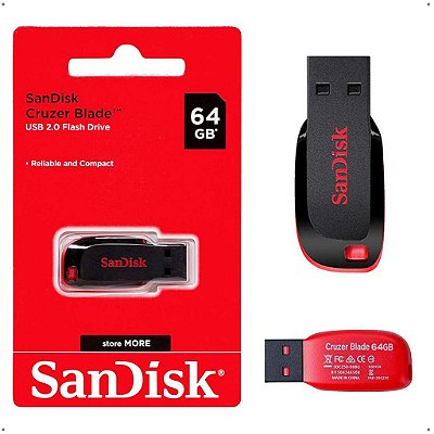 Pen Drive 64gb Sandisk Cruzer Blade Lacrado Original