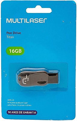 PEN DRIVE 16 GB TITAN PRETO USB 2.0 PD602 MULTILASER
