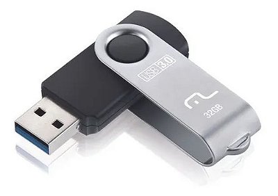 PEN DRIVE 32 GB TWIST PRETO USB 3.0 PD989 MULTILASER
