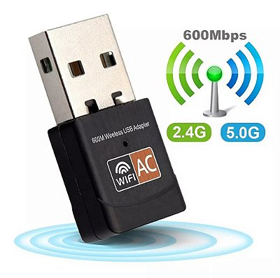 Adaptador Wifi Dual Band 2.4 5ghz 600mbps Wireless 5g Ac