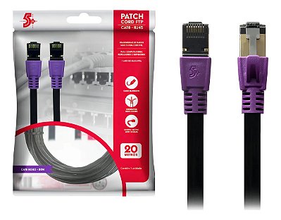 Cabo de Rede Patch Cord Cat8 Ftp 2000 Mhz / 40 Gbps - 20M - Roxo