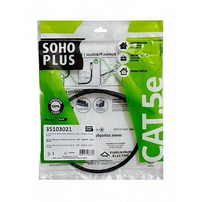 Patch Cord Uutp Furukawa Sohoplus Cat5E Cmx T568Ab 0,5M Preto Certificado
