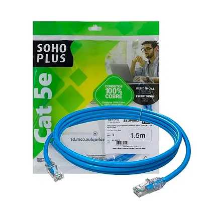 Patch Cord Uutp Furukawa Sohoplus Cat5E Cmx T568Ab 15M Azul Claro Certificado