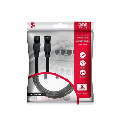 Cabo de Rede Patch Cord Cat7 Ftp 600 Mhz / 10 Gbps - 2M - Preto