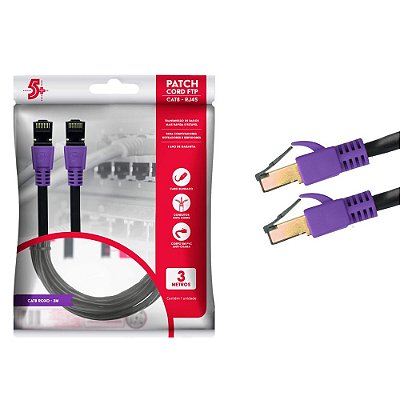 Cabo De Rede Cat8 Rj45 Ethernet Patch Cord 40gbps 2000mhz 3m