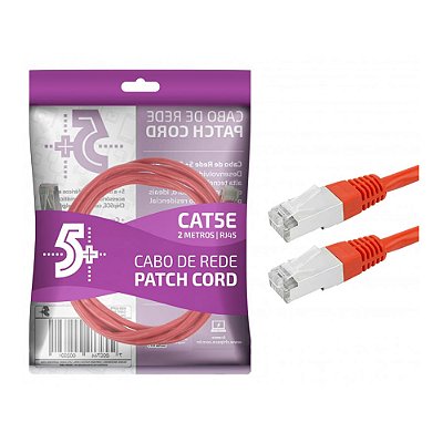 Cabo De Rede Patch Cord Cat5E Ftp Blindado 2M - Vermelho