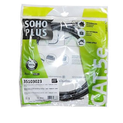 Patch Cord Cat.5E 0,5M Preto Soho Plus 35103021 Furukawa