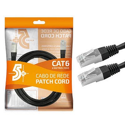 Cabo De Rede Patch Cord Cat6 Ftp Blindado 2M Preto