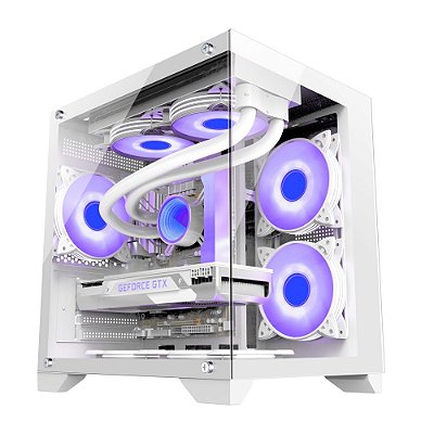 Gabinete Gamer Áquario Soul Pro 3 Fan Argb Snow Vidro Branco