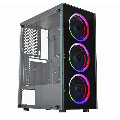 Gabinete Gamer KMex Divinus CG-AL10 Lateral Vidro 3 Fans Preto