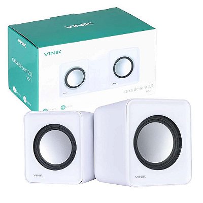 Caixa De Som 2.0 2X1W Rms Vs01B Branca Usb 5V 112356 Vinik