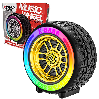 Caixa De Som Bluetooth Usb Multimídia Formato Roda Rgb Rádio