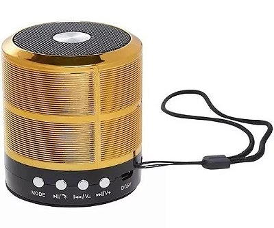 Caixa De Som Bluetooth Fm Aux Cartão 3W Ws-887 Dourada