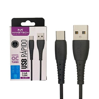 Cabo Usb Para Usb C Android Ca-127C 1M Preto Maketech