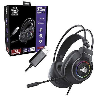 Fone Headset Gamer 7.1 Rgb USB Pc Note Ps4 Ps5 Cabo 2m Novo