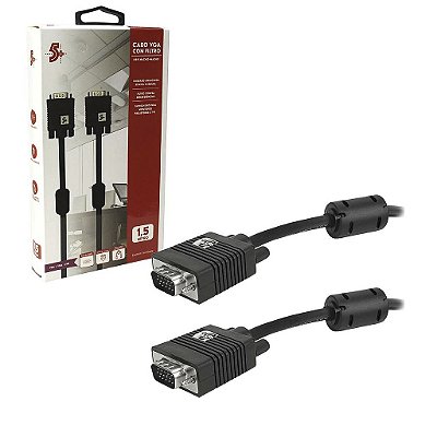 Cabo Vga 1,5m Blindado Com Ferrite E Filtro 5+ DB15 Pinos