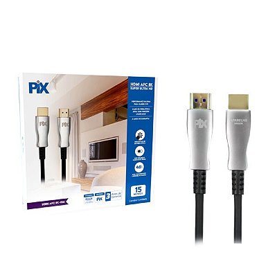 Cabo Hdmi 2.1 8k Hdr 32awg 15 Metros Fibra Otica Ativa