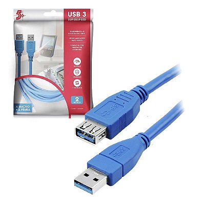 Cabo Extensor Usb 3.1 Usb A Macho Usb A Femea 3.1 5M Azul