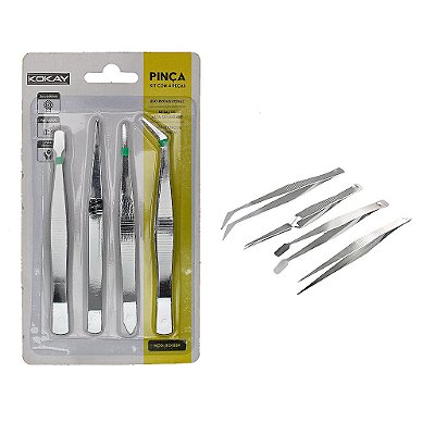Kit Conjunto de Pincas De Precisão Eletrônica C/ 4 Peças