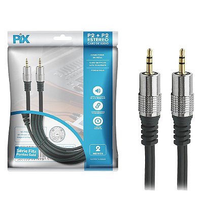 Cabo Áudio P2 3,5mm Fitz Estéreo Plug Metal Blindado 2M